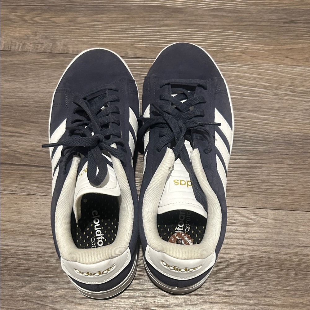 Adidas women’s Dark Blue and White Sneakers